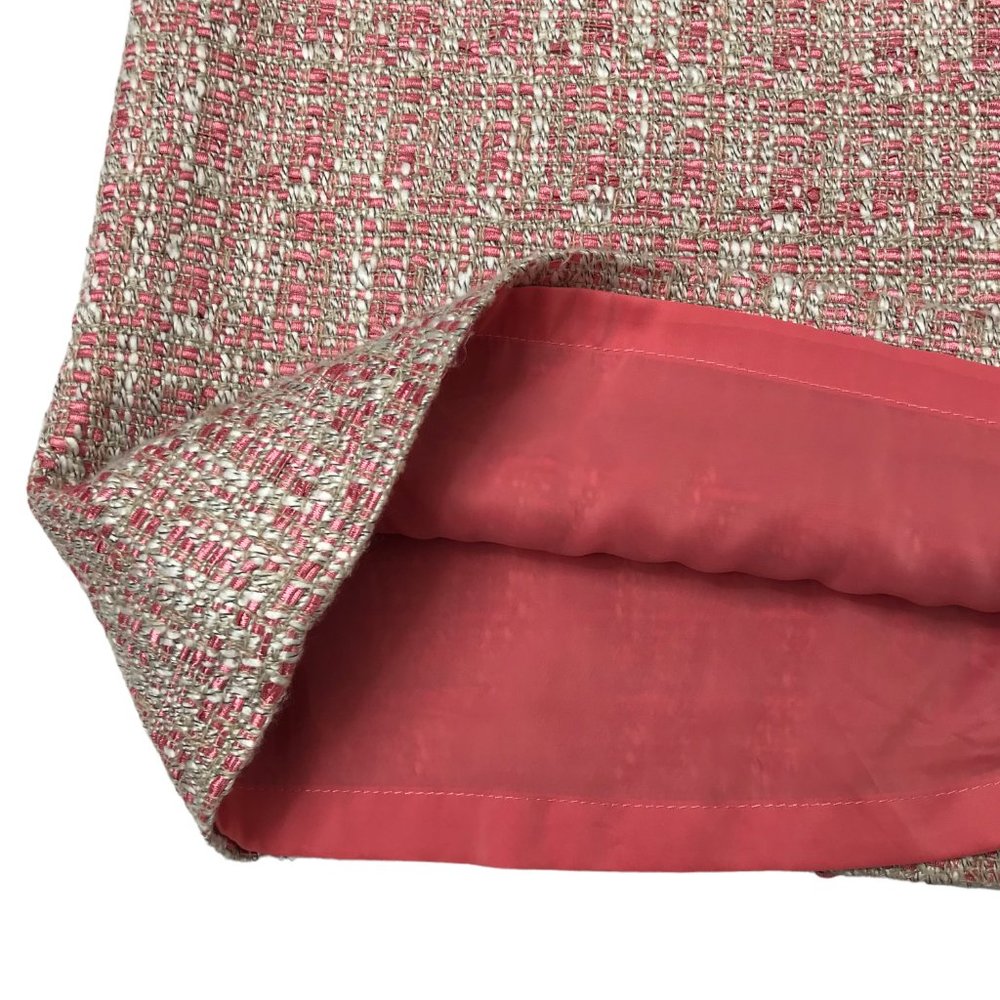 Talbots Petites Pink White Tweed V-Neck Cap Sleeve Sheath Midi Dress (2P) - Picture 11 of 16